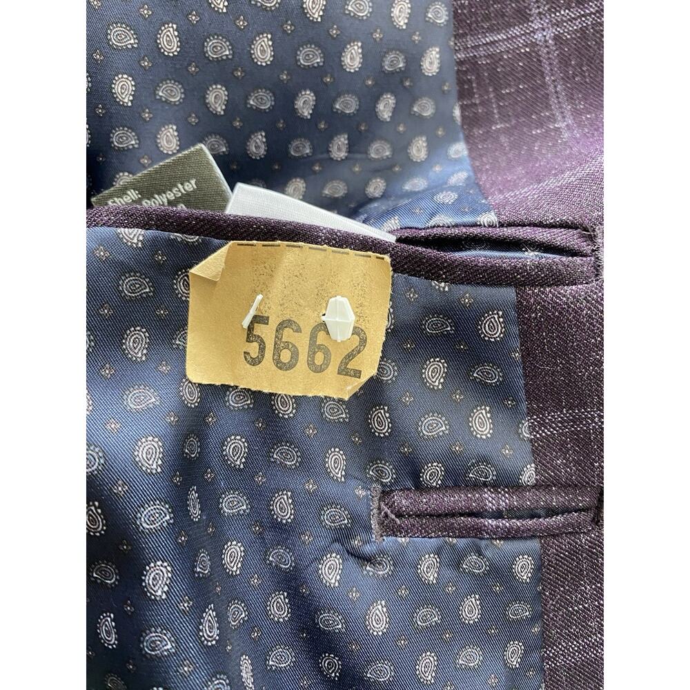 Oak Hill Burgundy Windowpane Sport Coat Blazer 58R 4XL Big Tall Quiet Luxury - Picture 8 of 14